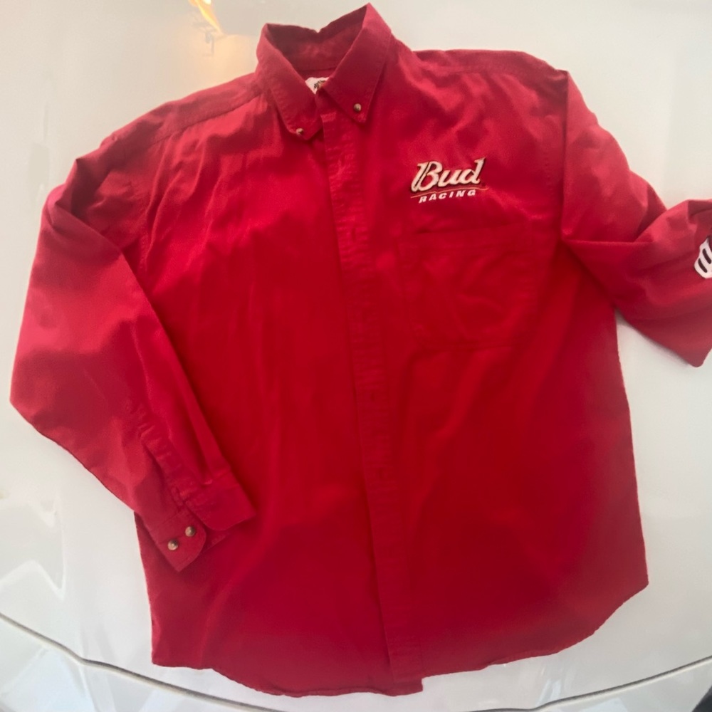 BUD racing long sleeve dress shirt sz large